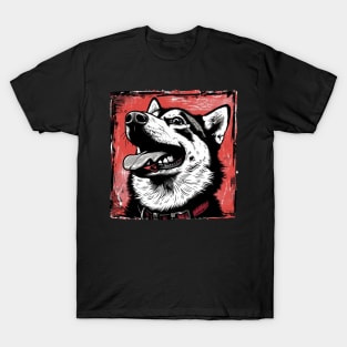 Retro Art Siberian Husky Dog Lover T-Shirt